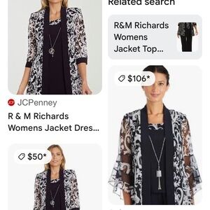 R&M Richards Black and White Pantsuit